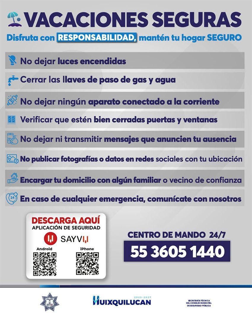 EMITE HUIXQUILUCAN RECOMENDACIONES PARA VACACIONES SEGURAS DE SEMANA SANTA