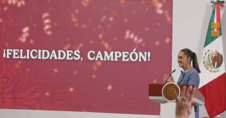 FELICITA CLAUDIA SHEINBAUM A OSMAR OLVERA POR SU MEDALLA DE ORO EN SINGAPUR