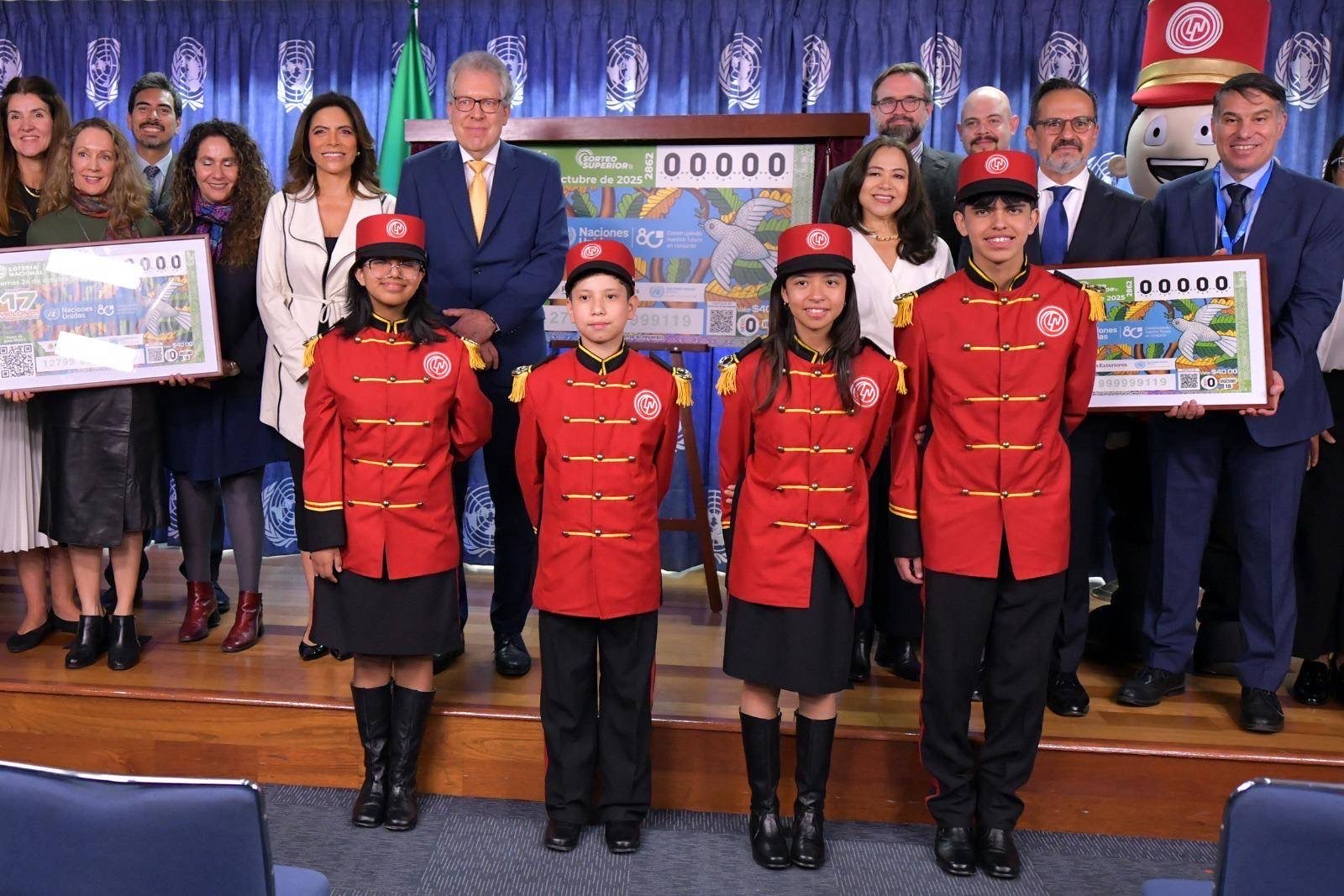 DEVELA LOTERÍA NACIONAL BILLETE CONMEMORATIVO POR EL 80° ANIVERSARIO DE LA ONU