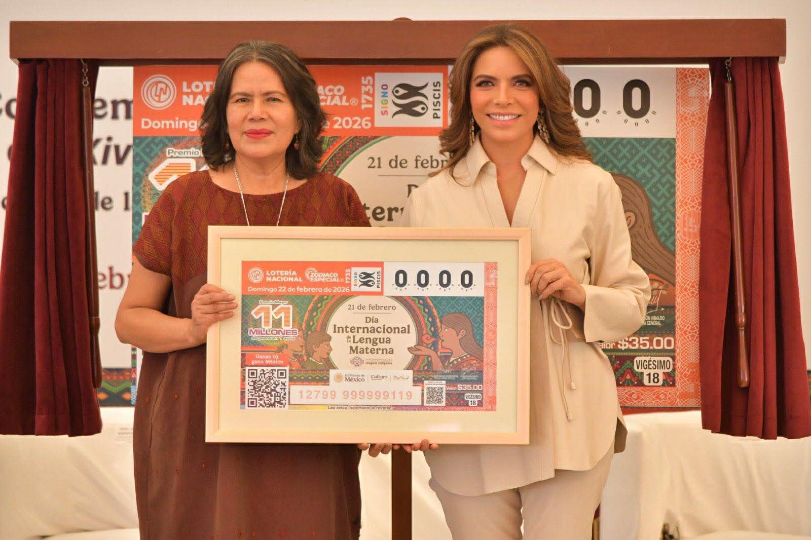 PRESENTAN LOTERÍA NACIONAL E INALI BILLETE CONMEMORATIVO DEL ‘DÍA INTERNACIONAL DE LA LENGUA MATERNA’