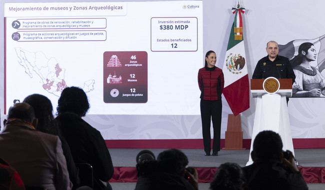 DESTACA CLAUDIA SHEINBAUM INVERSIÓN PARA REHABILITACIÓN DE ESCUELAS DEL INBAL, DEL INAH Y PARA ZONAS ARQUEOLÓGICAS