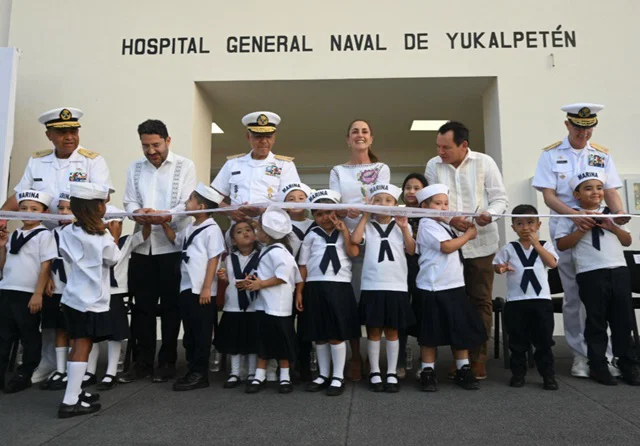 INAUGURA CLAUDIA SHEINBAUM HOSPITAL GENERAL NAVAL DE YUKALPETÉN EN BENEFICIO DE 12 MIL DERECHOHABIENTES