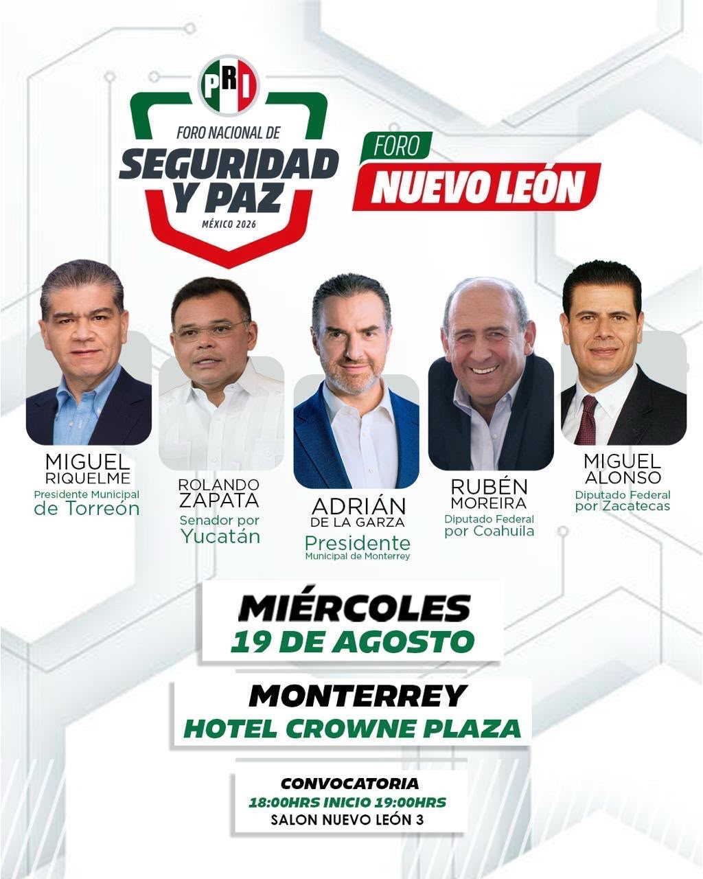 SERÁ EN NUEVO LEÓN EL CUARTO FORO NACIONAL DE SEGURIDAD Y PAZ DEL PRI