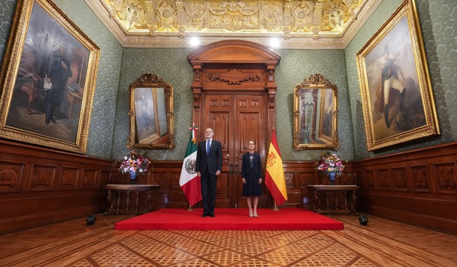 RECIBE CLAUDIA SHEINBAUM EN PALACIO NACIONAL AL REY DE ESPAÑA
